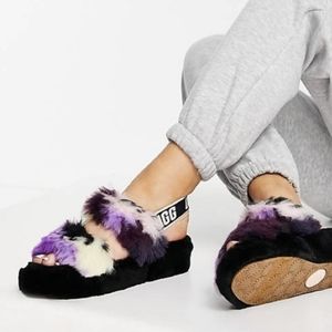 UGG Fluff Yeah Purple Tie Dye slingback Slides Slippers